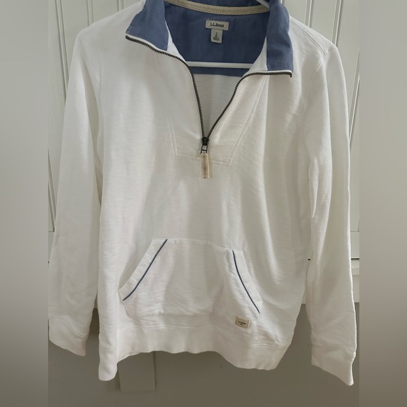 L.L Bean White Quarter Zip Lightweight Sweater! Womens Small. NEVER WORN! - Picture 1 of 5